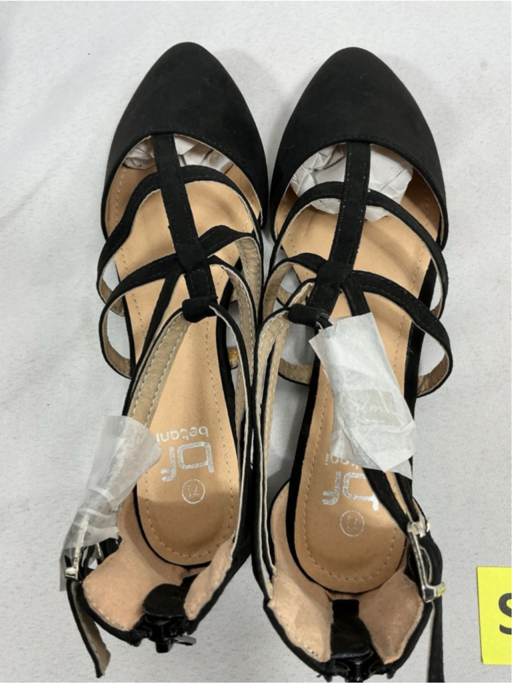 Womans New Betani Abela Dressy Strappy Ballet Flats Size 7.5 Black Back Zip - Picture 5 of 7